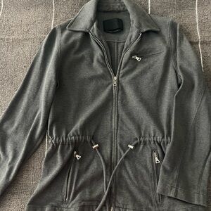 Prada Charcoal Gray Cotton Knitwear Zip Up